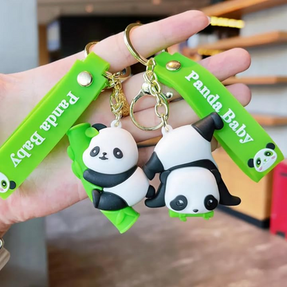 Silicone Panda 2 Combo Keychain