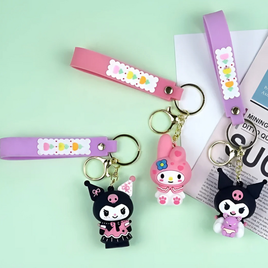 Kuromi Keychain Set – 3-Piece Gothic Cute Collection